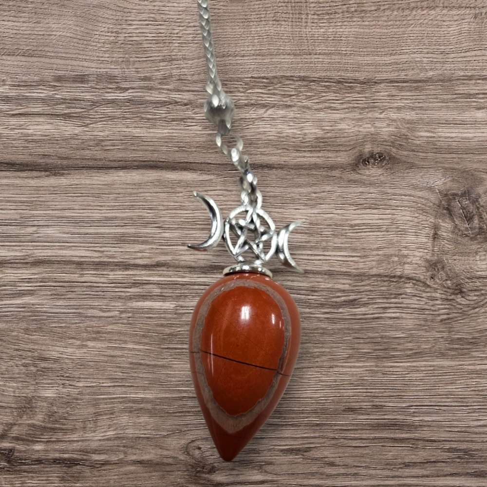 Red Jasper Triple Moon Pendulum